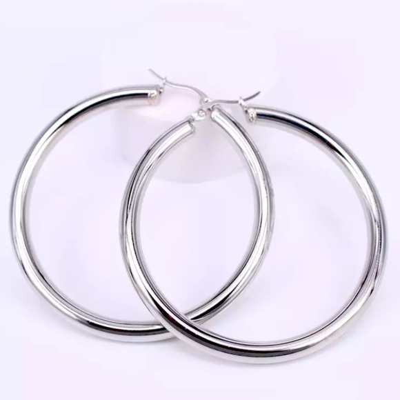 STAINLESS STEEL HOOP EARRINGS - Picture 4 of 7